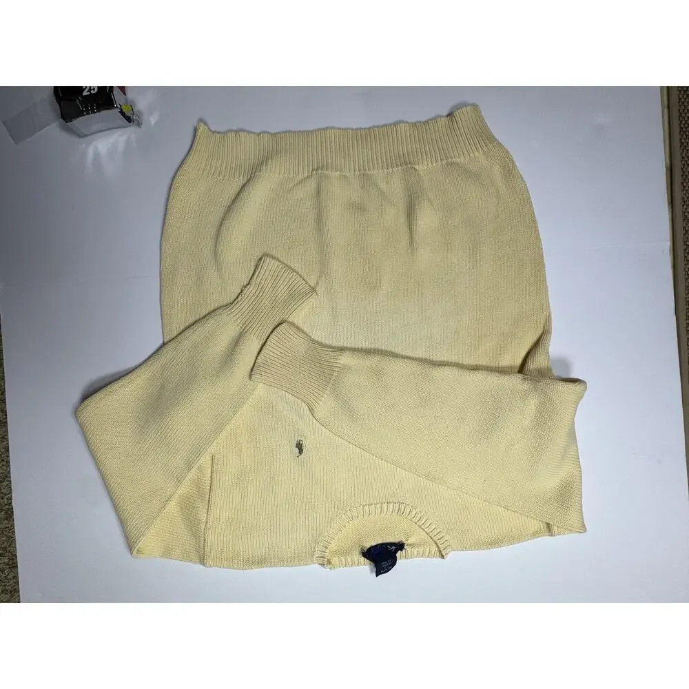 VTG Ralph Lauren Unisex Crew Neck Pullover Cotton Knit Sweater Emb Logo Yellow M
